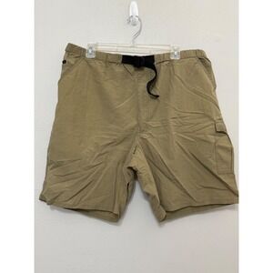 Flyer Mens Cargo Trekking Shorts Khaki Green Nylon Packable Belted Hiking Size L